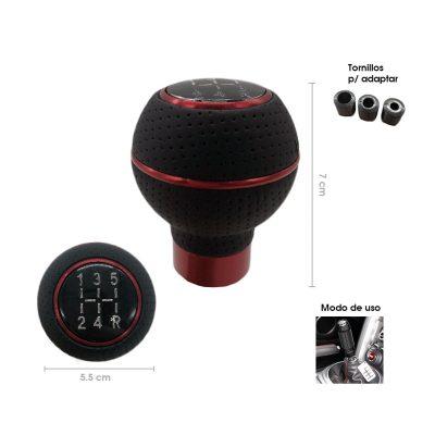PERILLA P/PALANCA DE CAMBIOS NEGRA C/ROJO SY-PDT0463