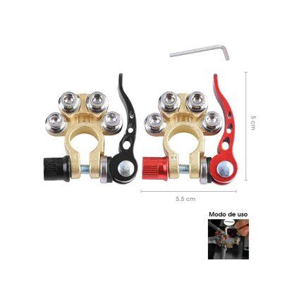 TERMINAL P/BATERIA 2 PCS C/SEGURO ROJO NEGRO BARCODE