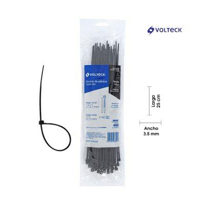ABRAZADERA PLASTICA 250X3.5 NEGRO 50PCS