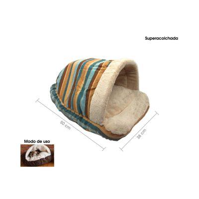 CAMA P/MASCOTA AZUL TIPO CUEBA 56X41X30.5CM KC-191-BLUE
