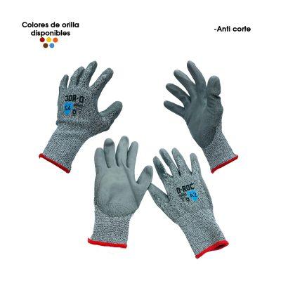 GUANTES DE NITRILO GRIS ANTICORTE ORILLA DE COLORES  4532-2