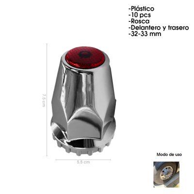 TAPA PERNOS P/BUS 10 PCS TAPON ROJO 32-33MM ROSCA DELANTERO TRASERO MULTIPARTES 017-022-14