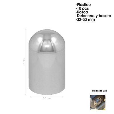 TAPA PERNOS P/BUS 10 PCS 32-33MM ROSCA DELANTERO TRASERO MULTIPARTES 017-023-EV