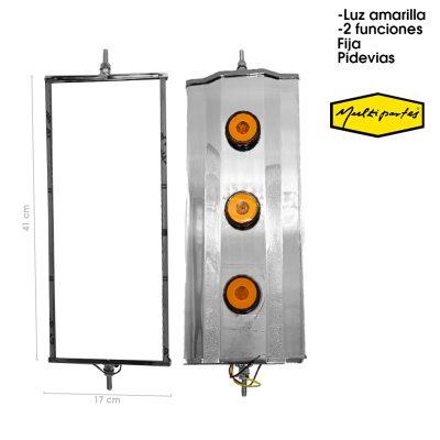 RETROVISOR ACERO INOX LISO 3 LAMPARAS AMABAR MULTIPARTES 2-222-CL-IX-1