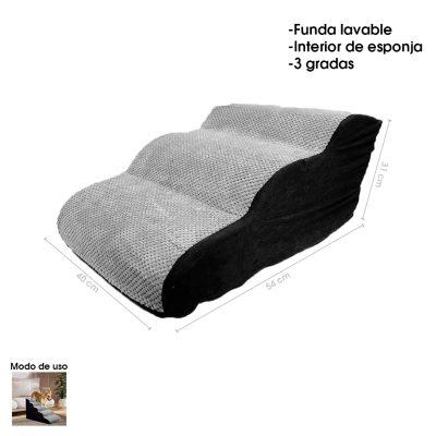 GRADAS P/MASCOTA 3 ESCALONES ESPONJA GRIS 57X 40CMX40CM 3250-4