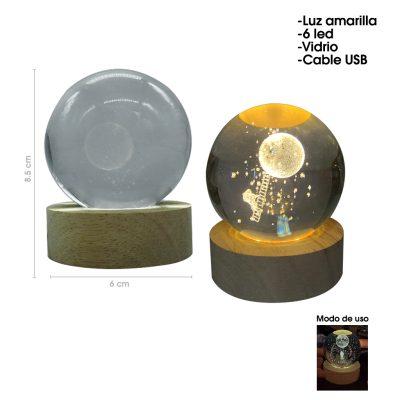 LAMPARA DE NOCHE LED CRISTAL CON LUMINOSIDAD DE ASTRONAUTA 7742-6
