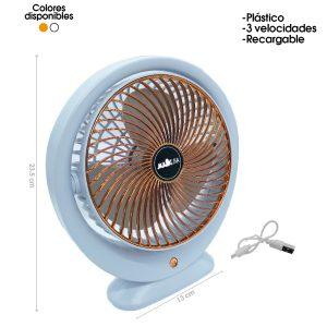 VENTILADOR DE MESA PLASTICO 6 PLG USB RECARGABLE YD-101