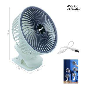 VENTILADOR MULTIFUNCION PLASTICO 6 PLG USB RECARGABLE A2