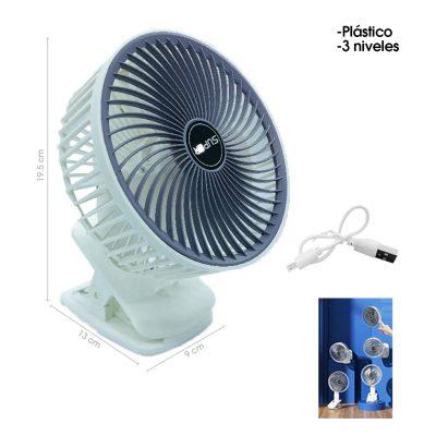 VENTILADOR MULTIFUNCION PLASTICO 6 PLG USB RECARGABLE A2