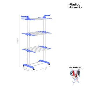 COLGADOR P/ROPA METAL/ PLASTICO 3 NIVELES 50KG 4152-6