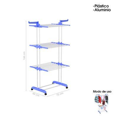 COLGADOR P/ROPA METAL/ PLASTICO 3 NIVELES 50KG 4152-6