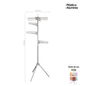 COLGADOR P/ROPA PLASTICO/METALICO 170 CM 4169-9