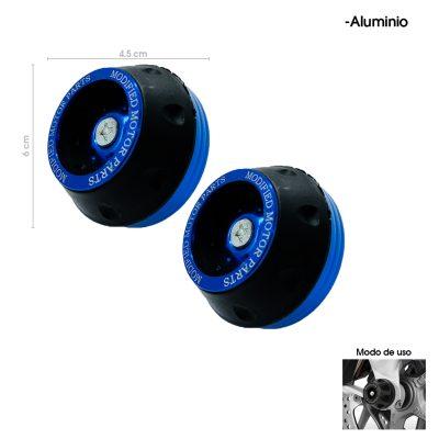 PROTECTOR DE EJE P/MOTO ALUMINIO/PLASTICO AZUL 0126
