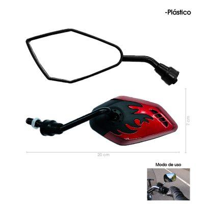 RETROVISOR P/MOTO PLASTICO LLAMAS ROJO 5669-29