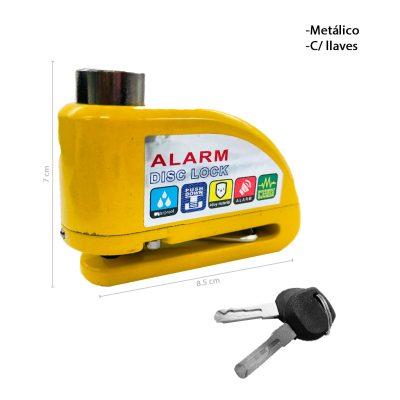 CANDADO P/MOTO AMARILLO  AL DISCO C/ALARMA PC1404
