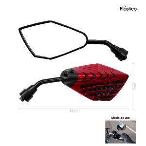 RETROVISORES P/MOTO PLASTICO 2 PCS FRANJAS ROJAS 5669-55