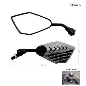 RETROVISORES P/MOTO PLASTICO 2 PCS FRANJAS SILVER 5669-55
