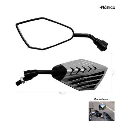 RETROVISORES P/MOTO PLASTICO 2 PCS FRANJAS SILVER 5669-55