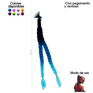 TRENZA DECORATIVA DOBLE 60 CM PARA CASCO DE MOTO COLORES VENTOSA Y PEGAMENTO 5671-1