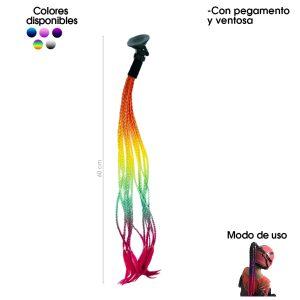 TRENZA DECORATIVA 60 CM PARA CASCO DE MOTO COLORES VENTOSA Y PEGAMENTO 5671-2
