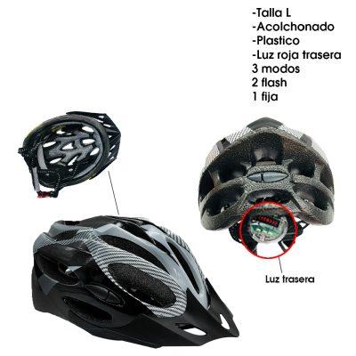 CASCO P/BICICLETA  C/LUZ ADULTO BLANCO CON CARBON  410-2
