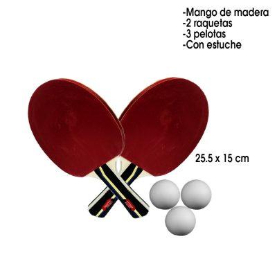 RAQUETAS DE PING PONG Y 3 PELOTAS C/ESTUCHE 3H-Y17390