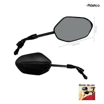RETROVISORES P/MOTO 2 PCS NEGRO PLASTICO ESP-1005