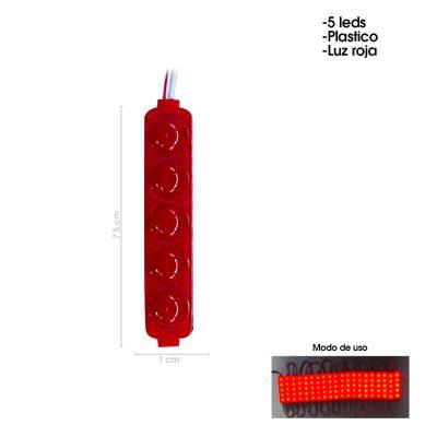 MODULO 5 LED BOTONETA  ROJO 75X15MM LED5DR