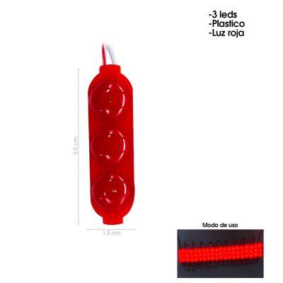 MODULO 3 LED BOTONETA ROJO 57X16MM LED66R