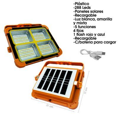LAMPARA LED SOLAR RECARGABLE 2400 MA 21X17X5CM D8