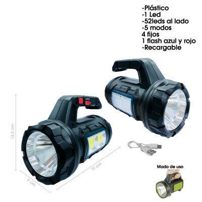 LINTERNA PLASTICA LED RECARGABLE 18W MULTIFUNCION HM-7729