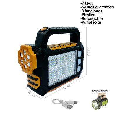 LAMPARA PLASTICA LED SOLAR RECARGABLE USB/SOLAR MULTIFUNCIONAL HS-8029-7