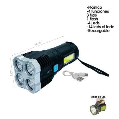 LINTERNA PLASTICA LED RECARGABLE MULTIFUNCIONAL 30X30CM S03