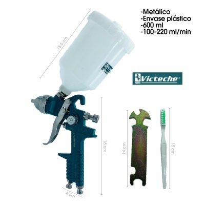 PISTOLA DE GRAVEDAD P/PINTAR 43PSI HVLP VASO 600ML VITECHE