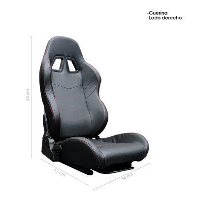 BUTACA DEPORTIVA RECLINABLE PVC NEGRA RIGTH SINGLE ADJUST