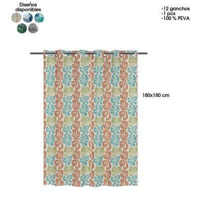 CORTINA P/ BAÑO ESTAMPADA EVA C/12 GANCHOS 180X180CM 0003