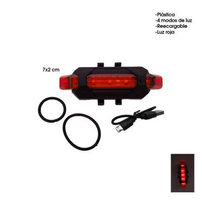 LAMPARA P/BICICLETA ROJA 5 LED 8CM FUNCIONES 918
