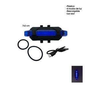 LAMPARA P/BICICLETA AZUL 5 LED 8CM FUNCIONES 918