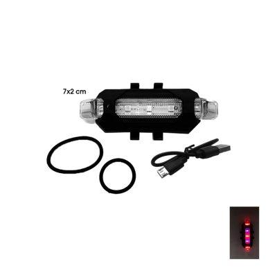 LAMPARA P/BICICLETA ROJO- AZUL 5 LED 8CM FUNCIONES 918