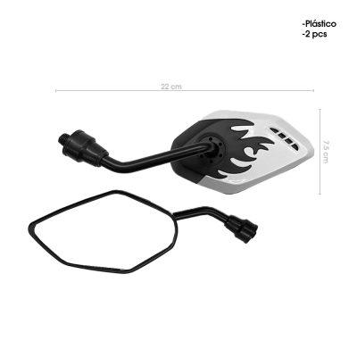 RETROVISOR P/MOTO PLASTICO LLAMAS BLANCO 5766-29