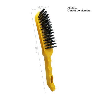 CEPILLO DE ALAMBRE 6  HILERAS 27CM MANGO AMARILLO