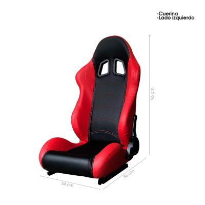 BUTACA DEPORTIVA RECLINABLE PVC ROJO/NEGRA LEFT SINGLE ADJUST