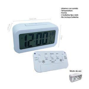 RELOJ DE MESA  DIGITAL 14X8X5CM BLANCO GR2518