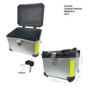BAUL P/MOTO ABS 45 LITROS SILVER/NEGRO CUADRADA