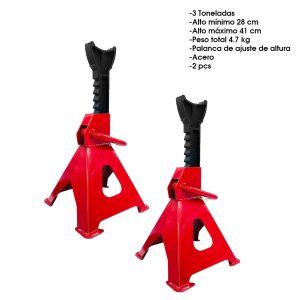 JACK STAND 3 TONELADAS 2 PCS ROJO 82261-3TON
