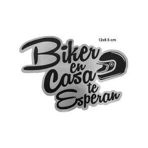 CALCOMANIA BIKER EN CASA TE ESPERAN NEGRO
