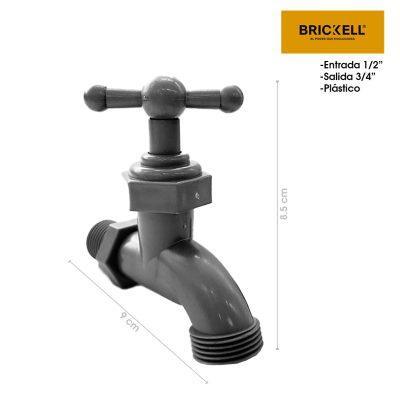 LLAVE DE CHORRO PVC GRIS SALIDA 3/4 ENTRADA 1/2 BK-1697