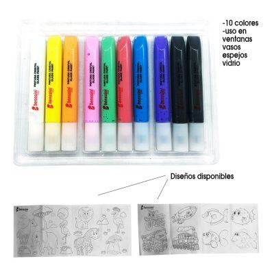 PINTURA  P/VIDRIO 10 COLORES BS-1622