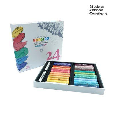 CRAYONES PASTEL 24 COLORES MACARRON 6.7X1CM HY8001-24