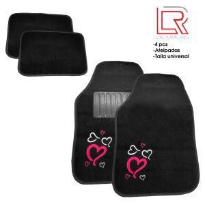 ALFOMBRA P/CARRO AFELPADA  NEGRA CORAZON LF-16017